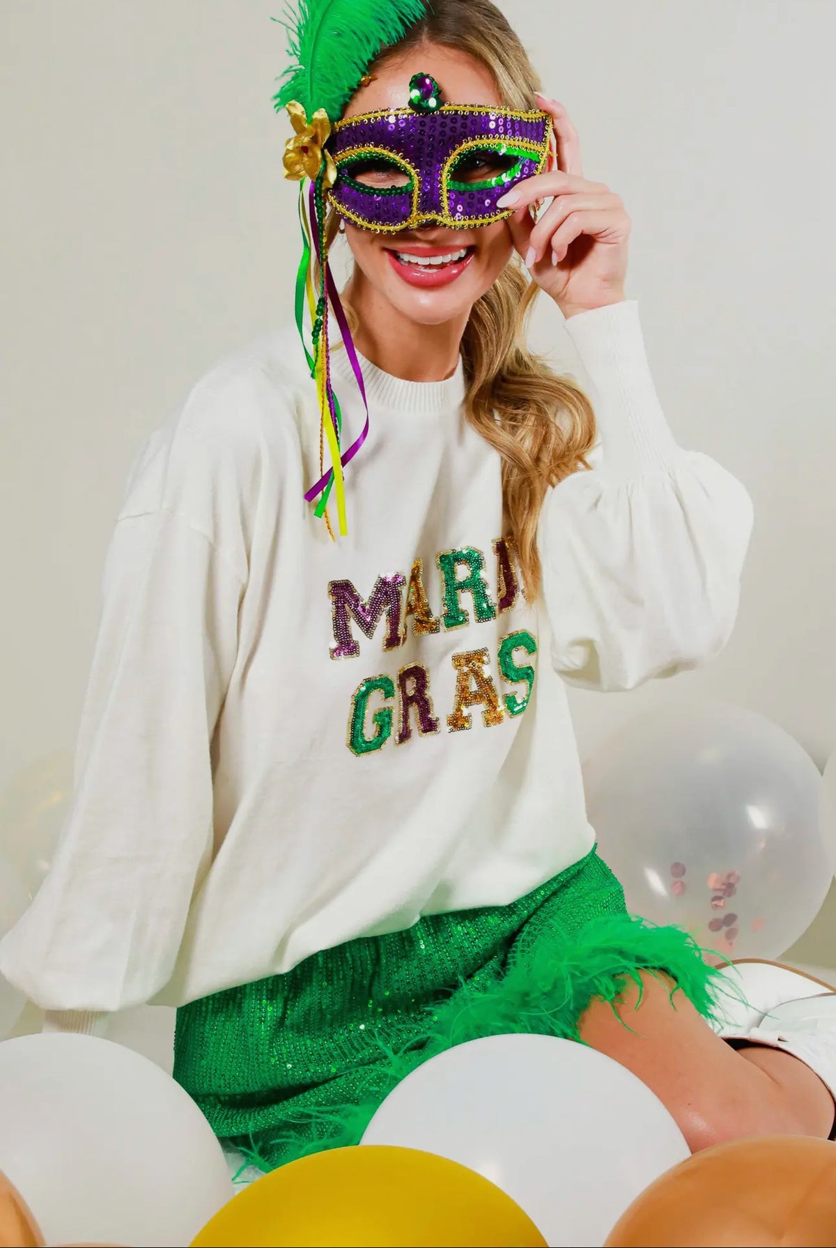 Mardi Gras sequins sweater