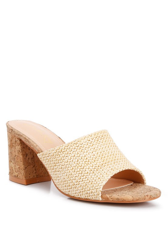 Block Heel Slip On Sandals