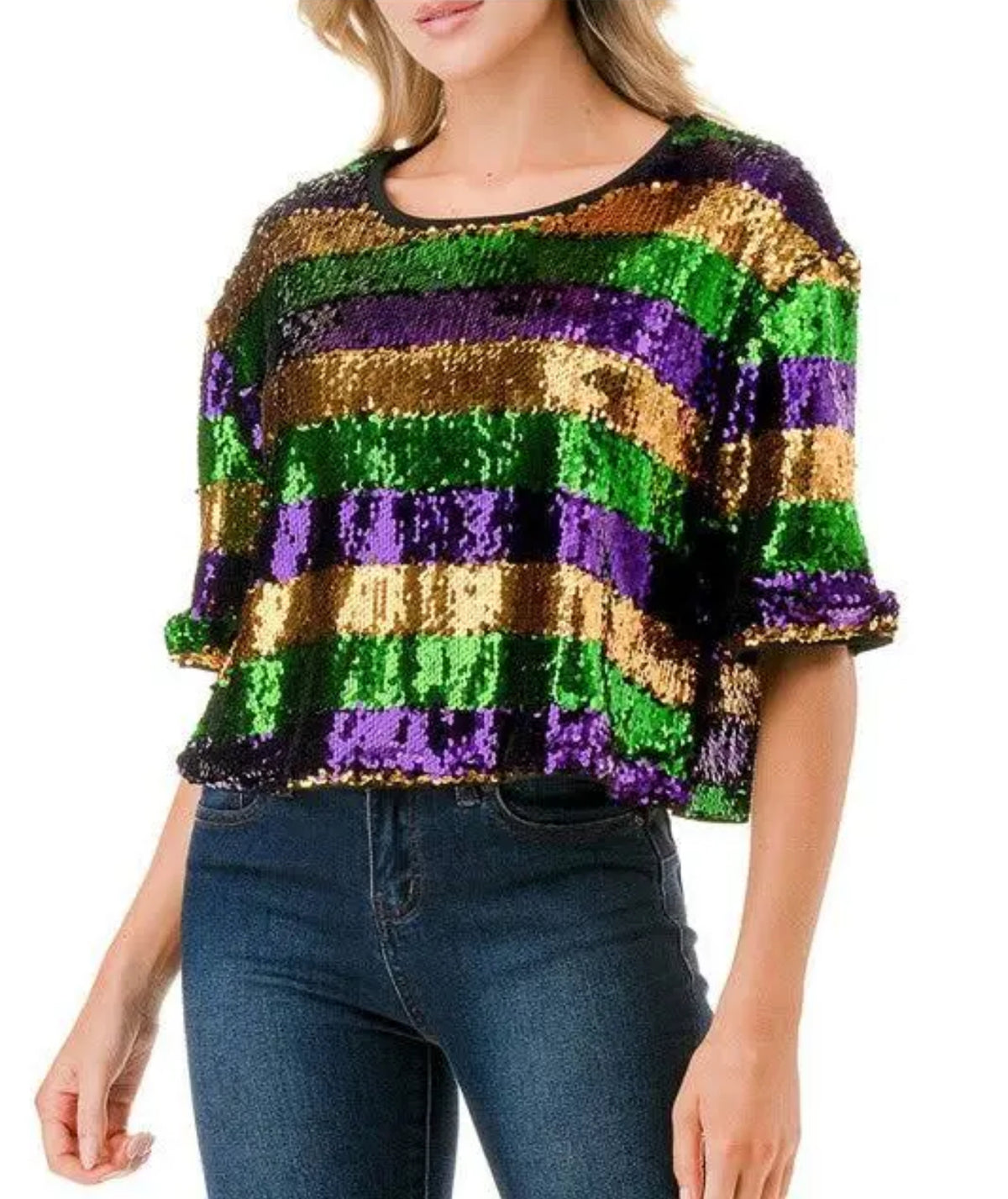 Mardi Gras Sequin Crop